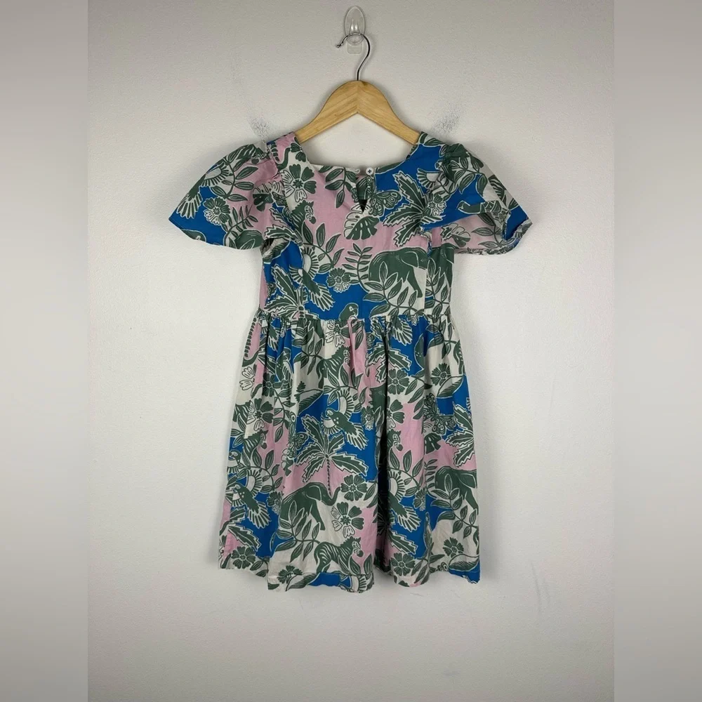 Mini Boden‎ Flutter Sleeve Tropical Printed Dress Girls Sz 9-10